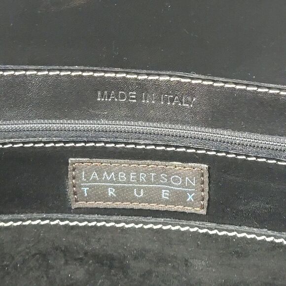 Lamberston Truex Boxcar Black Leather Handbag Bag Purse Italy - Picture 16 of 16